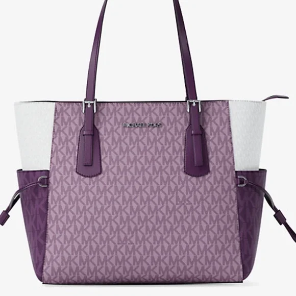 MICHAEL KORS Voyager Large Color-Block Signature Logo Shoulder Tote
Dark Purple - Picture 4 of 16